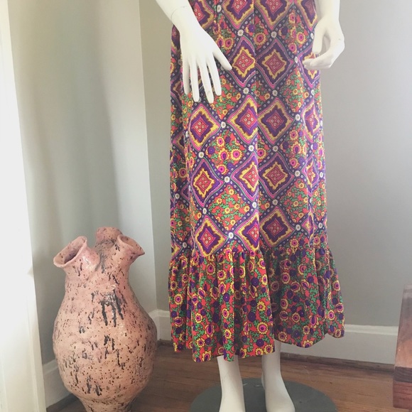 1950s Saramae Lingerie Floral Vibrant Slip Dress - Picture 6 of 8